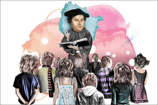 Illustration: Luther und Jugendliche
