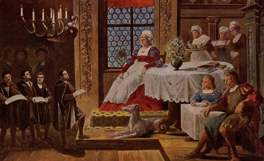 Luther als Kurrende-Sänger im Hause Cotta (Gemälde).