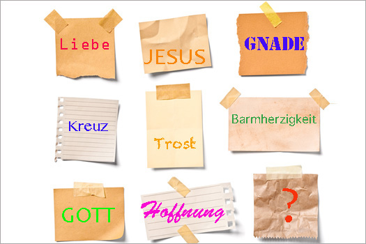 Große Worte auf Zetteln